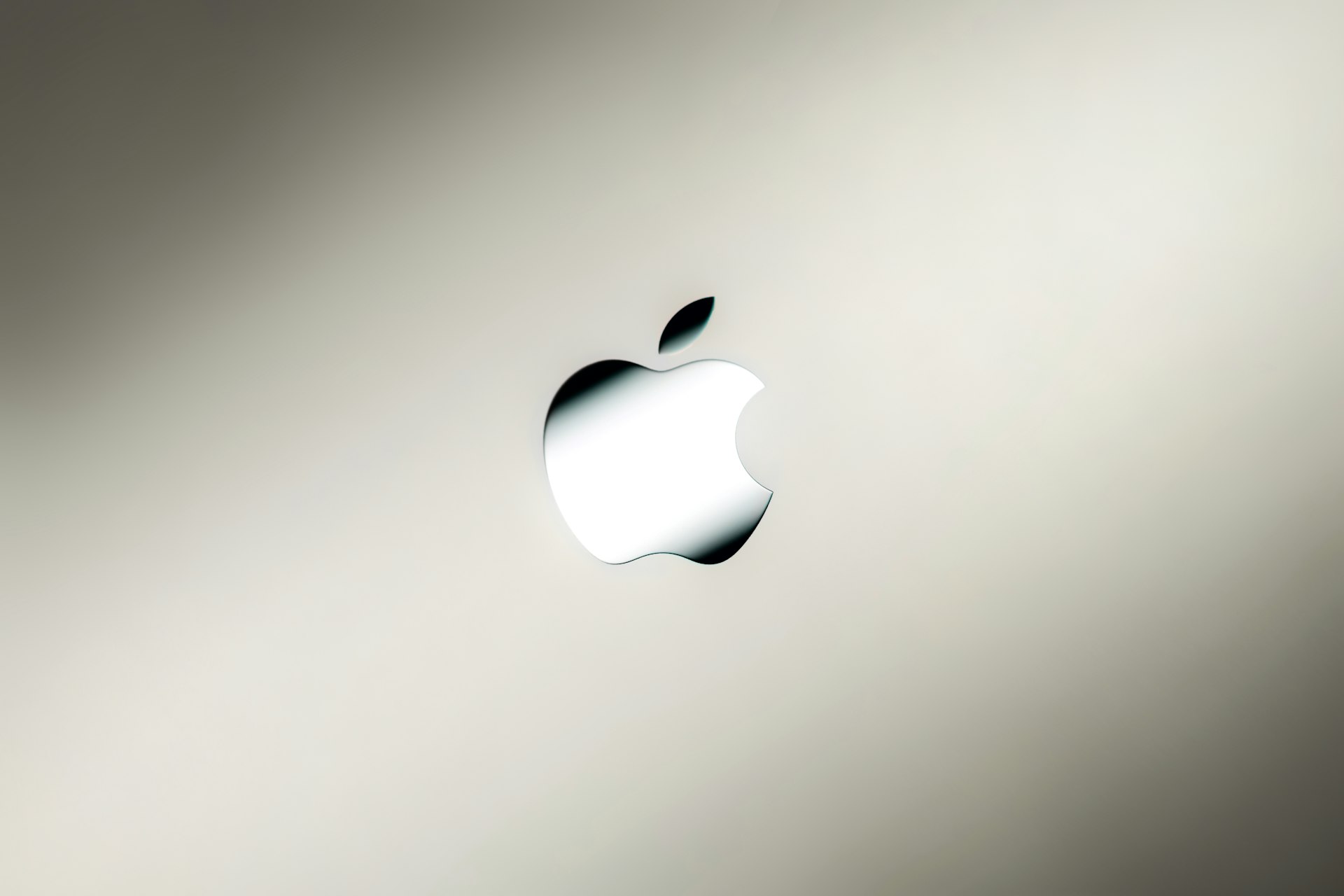 an apple logo on a silver background